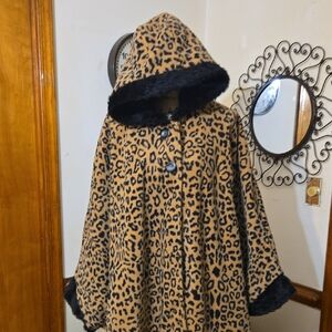 Leopard Print Jacket with Black Accents Size XX
